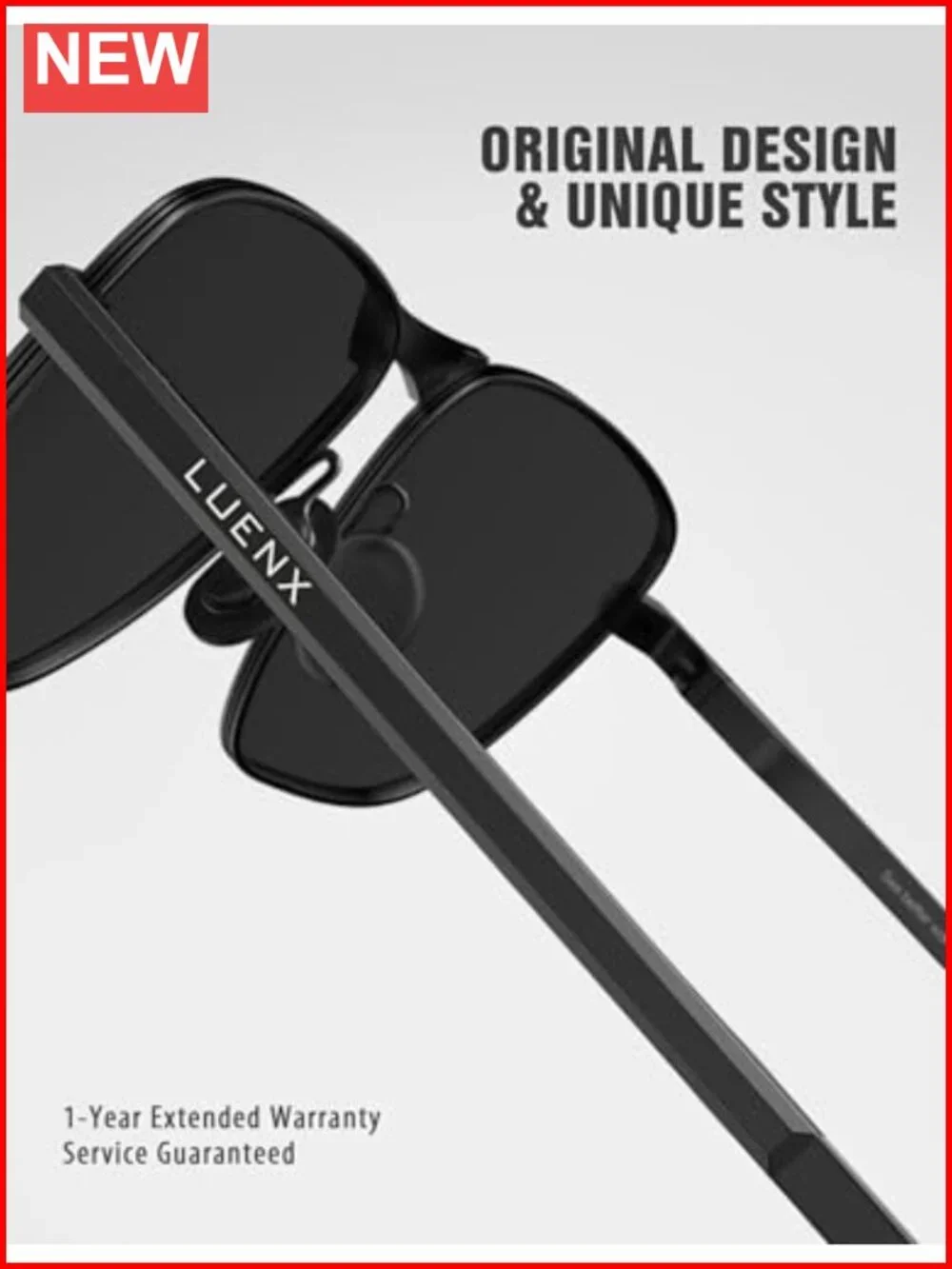 Rectangular Polarized Aviator Sunglasses UV400 Protection Stainless Steel